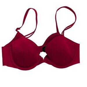 Victoria's Secret Women Lined Demi Bra 34B Red Solid